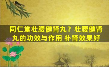 同仁堂壮腰健肾丸？壮腰健肾丸的功效与作用 补肾效果好